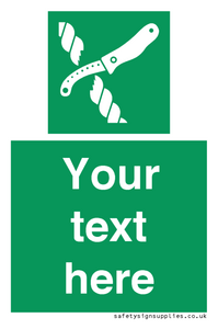 Custom sign safe condition Liferaft knife